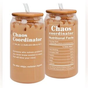 Glass Tumbler with Bamboo Lid - Brown
